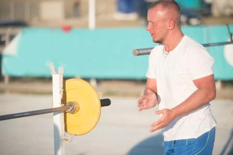 A young man working in the post Stock Photos