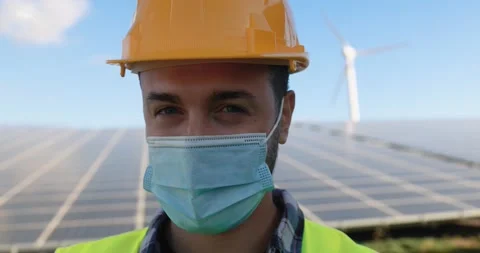 Young man working at solar power station 動画素材 149302535