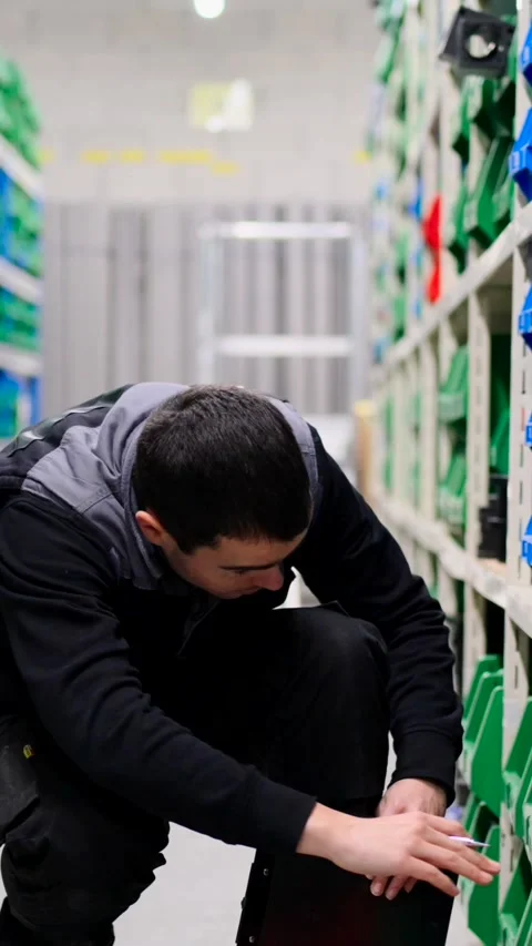 Young man working in a storehouse Stock Footage 265620639