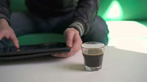 Young man working on a tablet. Stock Footage 64391844