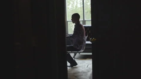 Young Man Works At Computer In Home Office Video stock 208712970