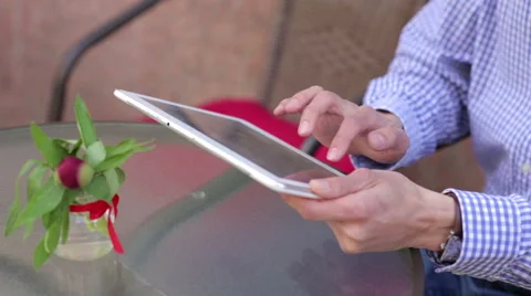 Young Man Works on the Tablet Stock Footage 64726200