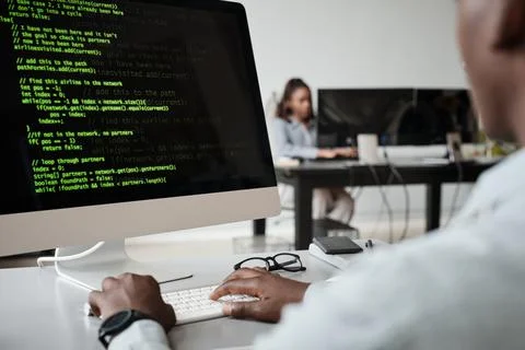 Young Man Writing Code Close Up Stock Photos