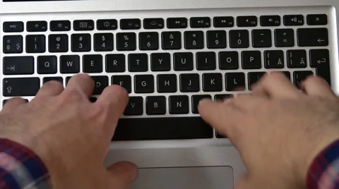Young Man Writting An E-Mail Or Report On His Laptop, Hands Detail, Above Shot Vídeos de archivo 64045968