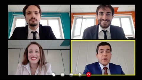 Young manager explains to his collaborators the new job in smart working Stock Footage 140389574