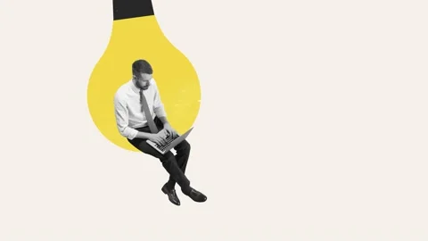 Young manager, finance analyst or clerk working at office isolated on light Stock Footage 195982066