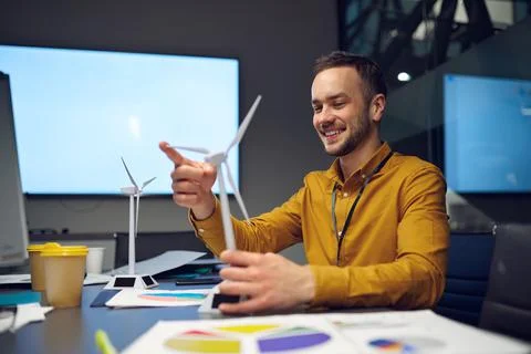 Young manager, idea developing in IT office Stock Photos