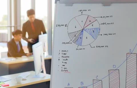 The young manager is introducing employees to increase work efficiency throug Stock Photos