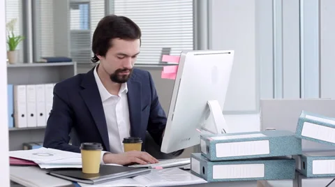 A Young Manager at the Office Stock Footage 61729898