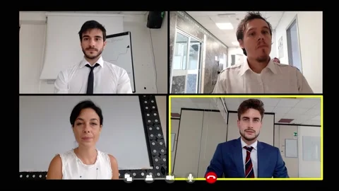 Young manager on video call explains to his team work the new job Stock Footage 140683497