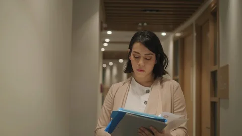 Young Manager Working As Banking Agent With Papers Documents Contract Video stock 99926690