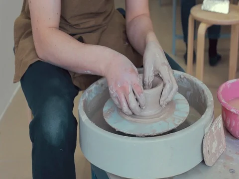 Young man's Hands Potter Stock Footage 72279323