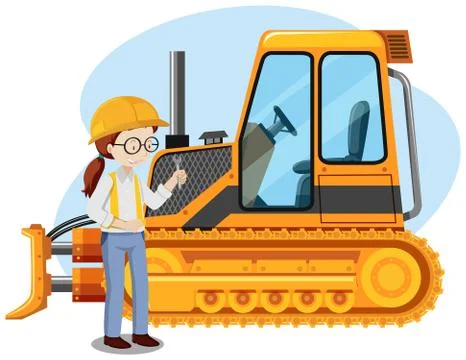 A Young Mechanic Engineer on White Background Stock Illustration