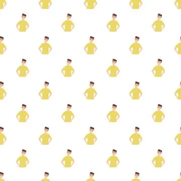 Young men cartoon characters pattern on white background Stock Illustration