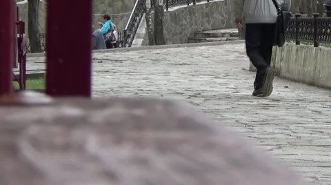 Young men pass through the park. Stockbeeldmateriaal 54185396