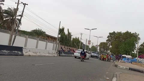 Young Men Pushing Stalled Car Busy Road Kano Nigeria Stock Footage 331564223