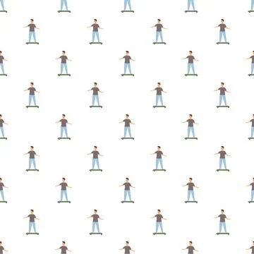 Young men riding self balancing scooter pattern Stock Illustration