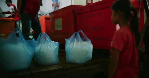 Young Men Selling Ice at The Old Market in Siem Reap, Cambodia Stock Footage 151178718