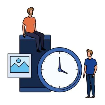 Young men with smartphone characters Stock Illustration