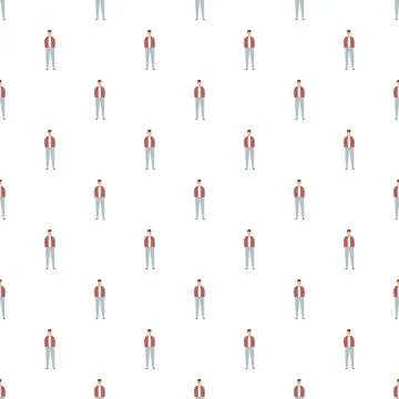 Young men standing repeating seamless pattern Stock Illustration