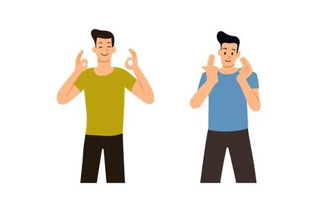 Young men use their hands to communicate. Stock Illustration