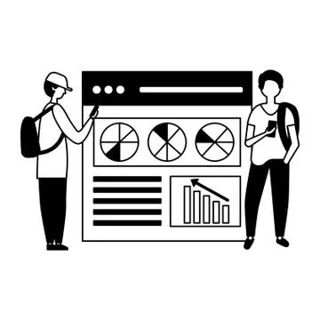 Young men using mobile website report business 스톡 일러스트