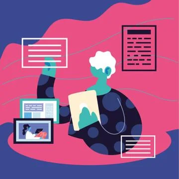 Young men using technological gadgets 스톡 일러스트