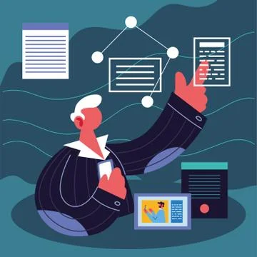 Young men using technological gadgets 스톡 일러스트