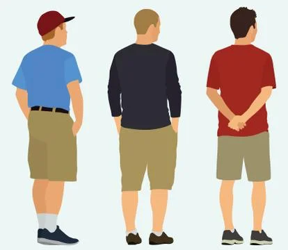 Young Men Viewed from Behind Stock Illustration