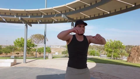 Young men warming up exercises Stock Footage 132929022