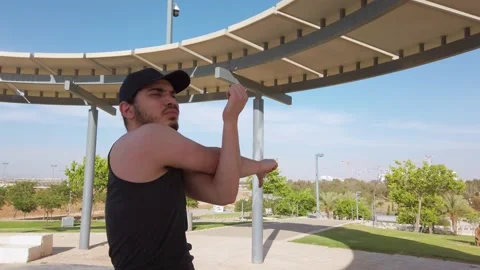 Young men warming up exercises Stock Footage 133016764