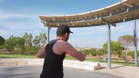 Young men warming up exercises Stock Footage 133048732