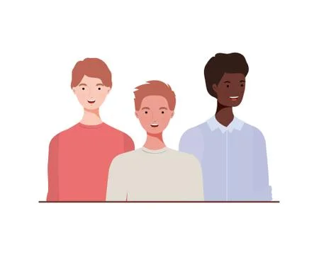 Young men on white background Stock Illustration