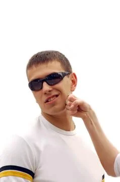 Young men on white background Stock Photos