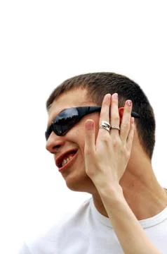 Young men on white background Stock Photos