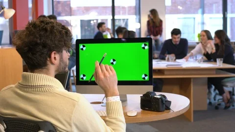 Young men working at the computer Stock Footage 86663554