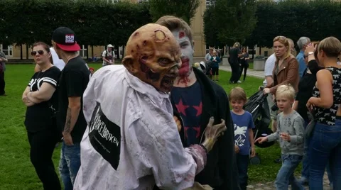 Young millennial boys during preparing and make up phase to go for a zombie walk Stock Footage 68703128