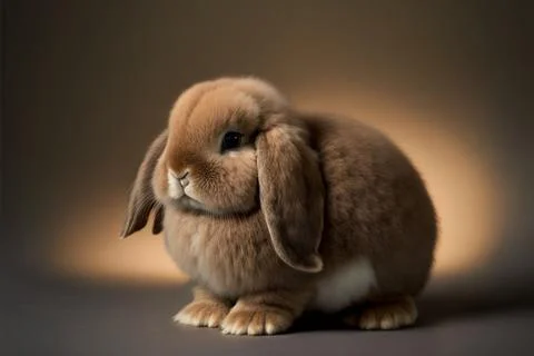 Young mini lop rabbit in brown background Stock Illustration