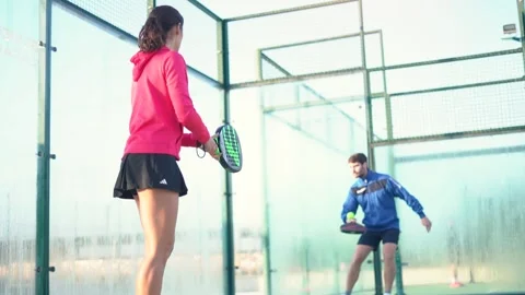 Young mixed match playing padel tennis Stock-Footage 263615987