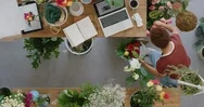 Young Mixed Race Business Woman Florist In Startup Flower Shop Making Beautiful Stock Footage