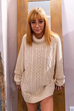 Young model with glasses posing wearing casual clothes for a photoshoot Stock Photos