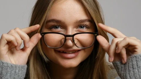 Young model in spectacles Stock Footage 86111311