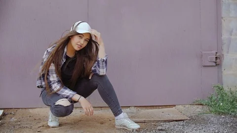 Young model is working on the camera. Stock Footage 78840768