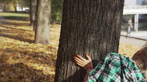 Young mother having fun with her son in autumn park at sunny day Video stock 97150229