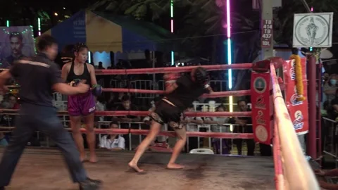 Young Muay Thai boxers are fighting each other. Stock Footage 262000982