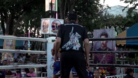 Young Muay Thai boxers are fighting each other, slow motion. Stock Footage 262008485