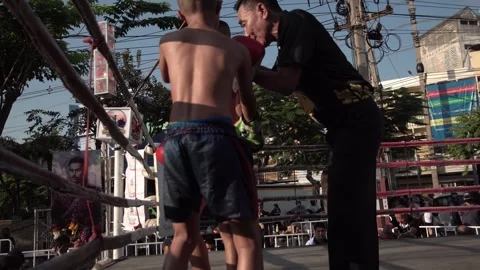 Young Muay Thai boxers are fighting each other. Stock Footage 262013146