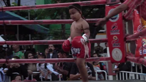 Young Muay Thai boxers are fighting each other. Stock Footage 262043960
