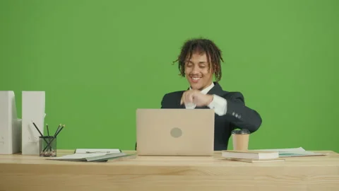 Young Multicultural Business Man Typing on Laptop Working in Internet Stock Footage 219742783