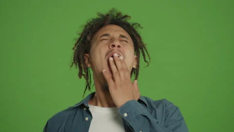 Young Multicultural Curly Freelancer Student Man Feeling Tired, Closing Eyes Stock-Footage 219762255